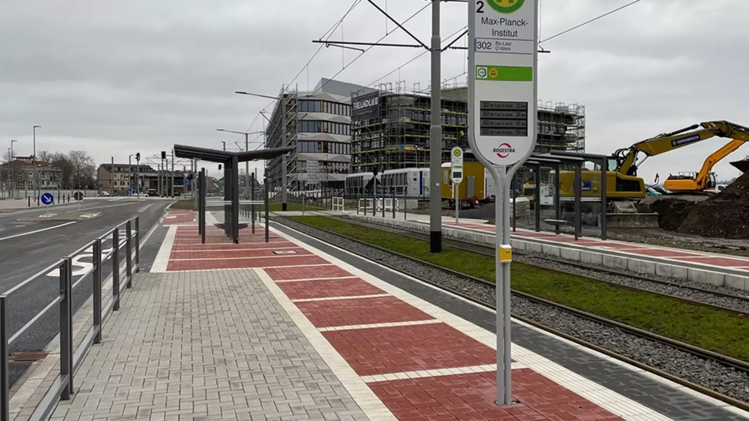 Blick auf die neue Haltestelle Max-Planck-Institut